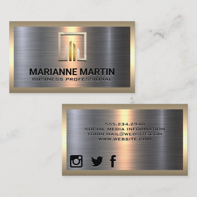 Corporate Business Logo | Metallic Business Card (Front/Back)