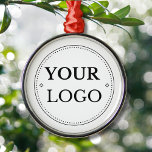 Corporate Business Logo Modern Christmas Metal Ornament<br><div class="desc">Add your corporate logo to this simple round Christmas ornament in a modern minimalist style. Perfect holiday promotional gift favor.  Easy to customize. Get yours today!</div>