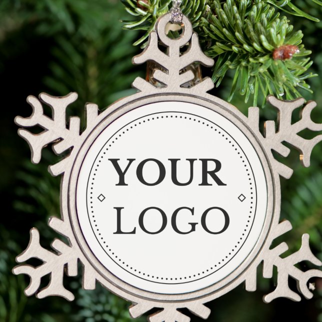 Corporate Business Logo Modern Christmas Snowflake Pewter Christmas Ornament (Creator Uploaded)