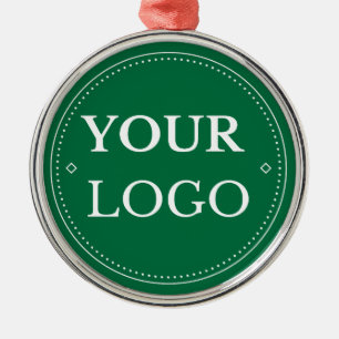Corporate Business Logo Modern Green Christmas Metal Ornament