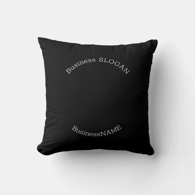 Corporate Business Logo Name Slogan 2-Sided Black Throw Pillow (Front)