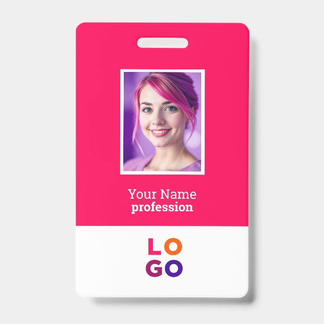 Corporate Business Logo, Photo, Qr Code, Name ID Badge (Front)