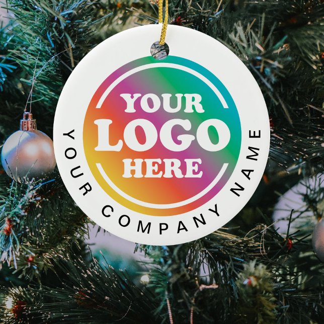 Corporate Business Logo Promotional Christmas Ceramic Ornament (Creator Uploaded)