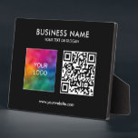 Corporate Business Logo QR Code Template Black Plaque<br><div class="desc">Custom Upload Your Business Company Logo Here QR Code Add Text Elegant Modern Template Home Décor / Frames & Displays / Plaques & Signs / 8x10 Horizontal Black Tabletop Plaque / Sign with Easel.</div>