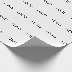 Corporate Business Logo Staggered Simple White Wrapping Paper