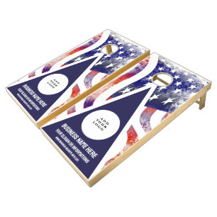 Corporate Business Logo Unique American Flag Cornhole Set