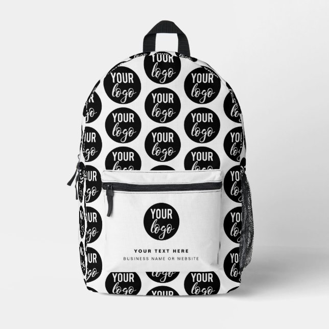 Corporate Business Logo White Minimalist Company Printed Backpack (Front)