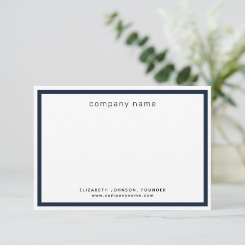 Corporate Business Modern Navy Blue White Thank You Card