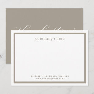 Corporate Business Modern Taupe White  Thank You Card