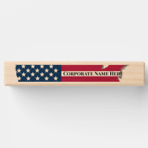 Corporate Business Name, Slogan American Flag Game Topple Tower