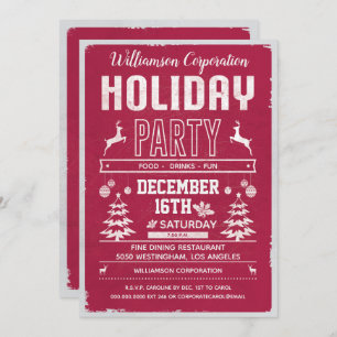 Corporate Business Office Holiday Party Red Modern Invitation