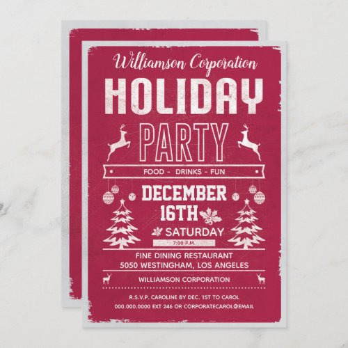 Corporate Business Office Holiday Party Red Modern Invitation