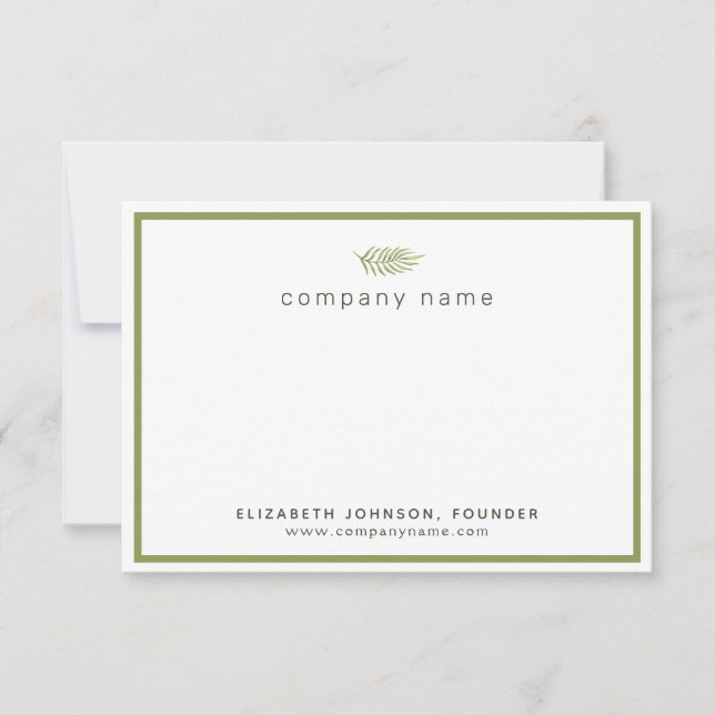 Corporate Business Olive Green Custom Thank You Card (Front)