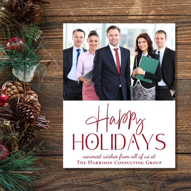 Corporate Business Photo Logo Christmas Holiday Card (Spread warmth, appreciation, and gratitude to your valued customers, clients, employees and partners)