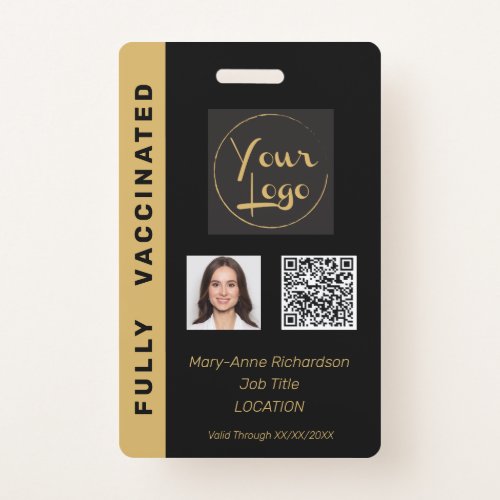 Corporate Business Photo QR Code Vaccination ID Badge