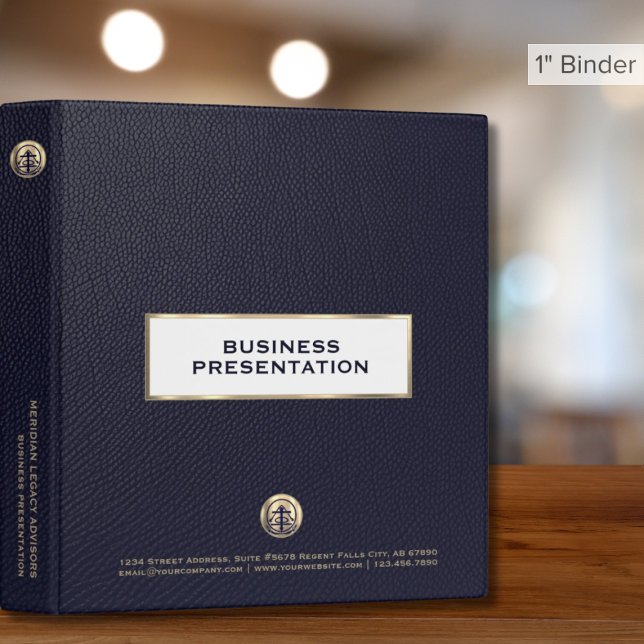 Corporate Business Presentation Blue Leather Print 3 Ring Binder (Creator Uploaded)