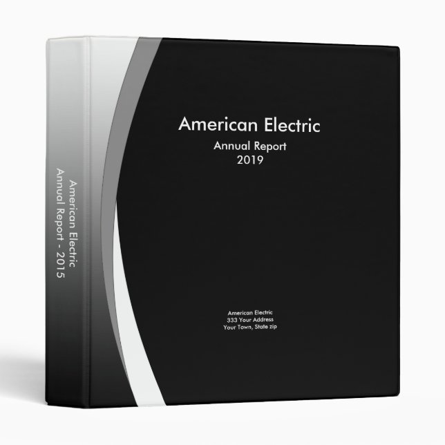 Corporate Business Report Binder in Black, Gray (Front/Spine)