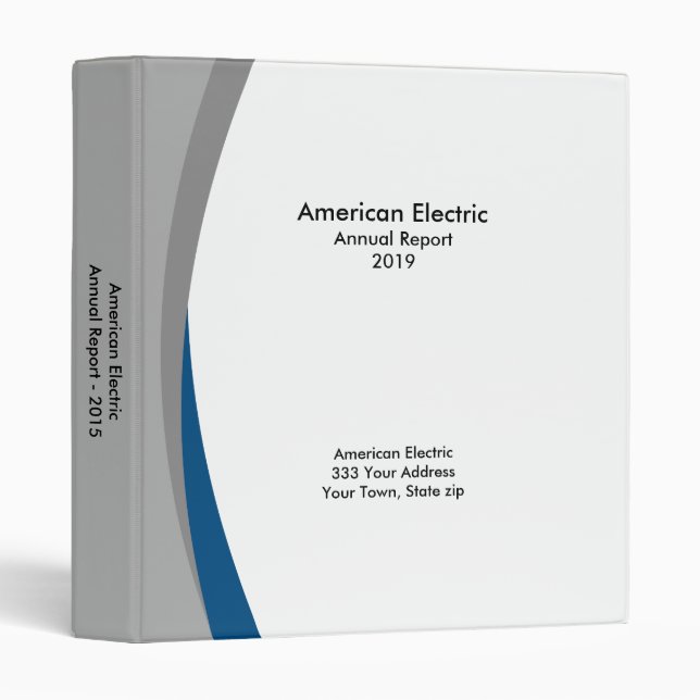 Corporate Business Report Binder in Blue and Gray (Front/Spine)