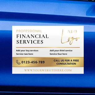 Corporate Business White & Gold Logo Marketing Car Magnet