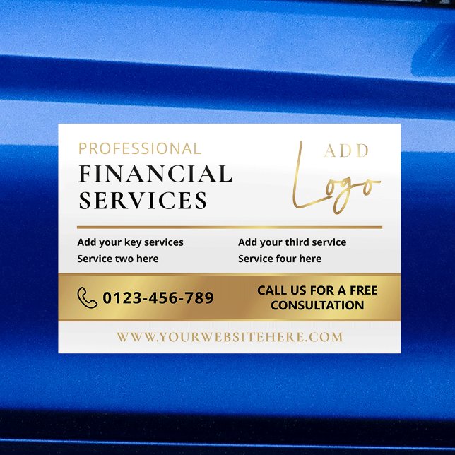 Corporate Business White & Gold Logo Marketing Car Magnet (Creator Uploaded)