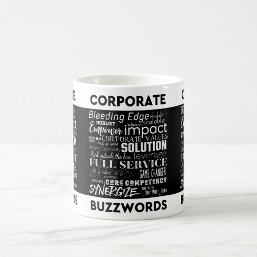 Corporate Buzzwords Business Jargon Typography Art Coffee Mug