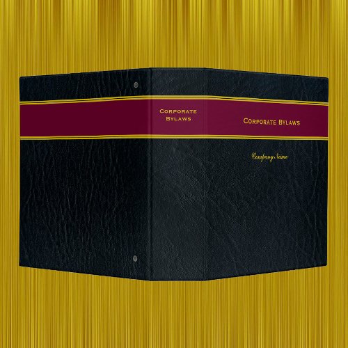 Corporate Bylaws Faux Black Leather binder