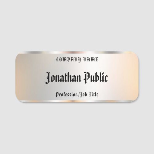 Corporate Calligraphy Script Text Silver Template Name Tag