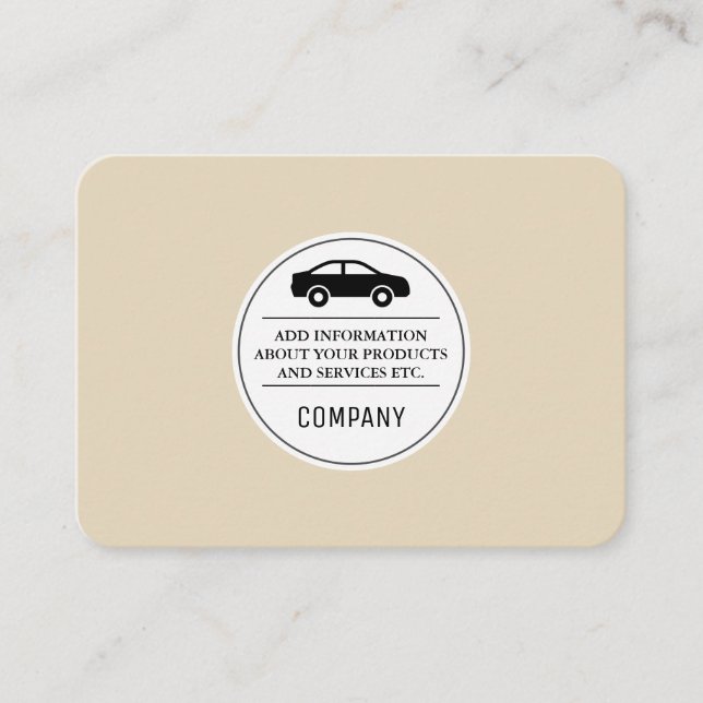 Corporate / Car Icon (Black / Tan) Business Card (Front)