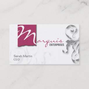 Corporate CEO Business Card Elegant Monogram Pink