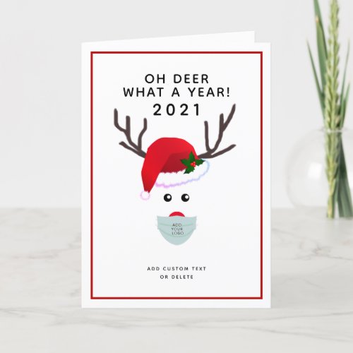 Corporate Christmas 2021 Logo Face Mask Reindeer Holiday Card