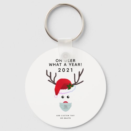 Corporate Christmas 2021 Logo Face Mask Reindeer Keychain