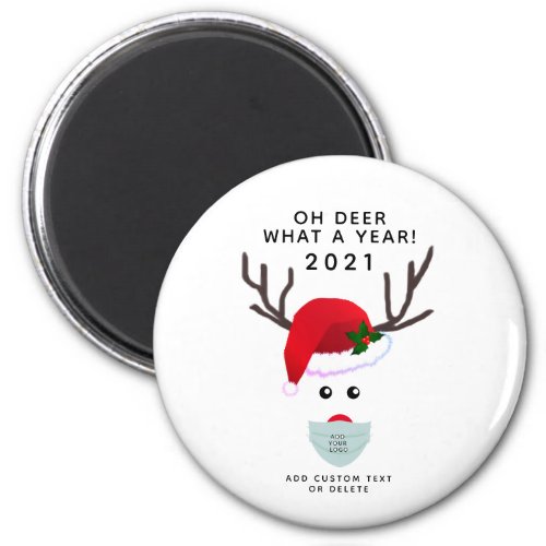 Corporate Christmas 2021 Logo Face Mask Reindeer Magnet