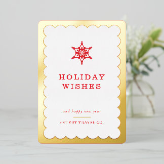 CORPORATE CHRISTMAS business logo snowflake gold  Foil Holiday Card