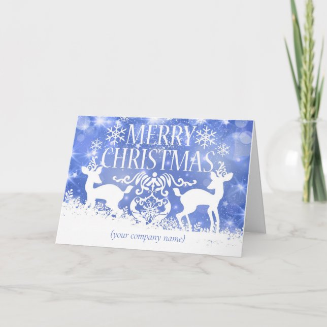 Corporate Christmas Card with Deer and Snowflakes (Front)