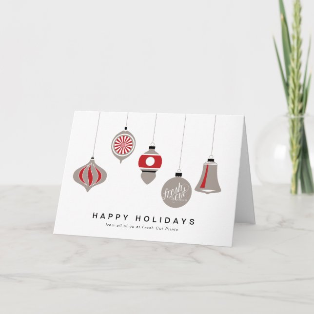 Corporate Christmas Card with Ornaments and Logo (Front)