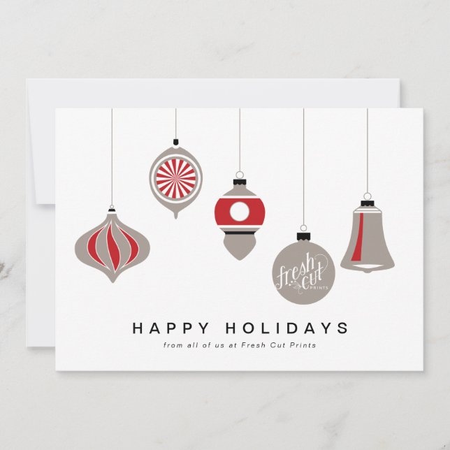 Corporate Christmas Card with Ornaments and Logo (Front)