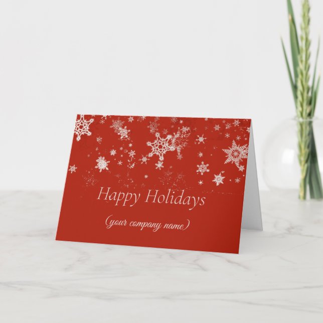 Corporate Christmas Card with  Red Snowflakes (Front)