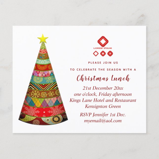 Corporate Christmas Invite (ADD LOGO) Folkart Tree (Front)