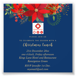 Corporate Christmas Invite (ADD LOGO) Poinsettia Photo Print