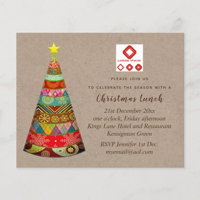Corporate Christmas Invite (ADD LOGO) Rustic Kraft (Front)
