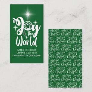 Corporate Christmas Nativity Green White Greeting Note Card