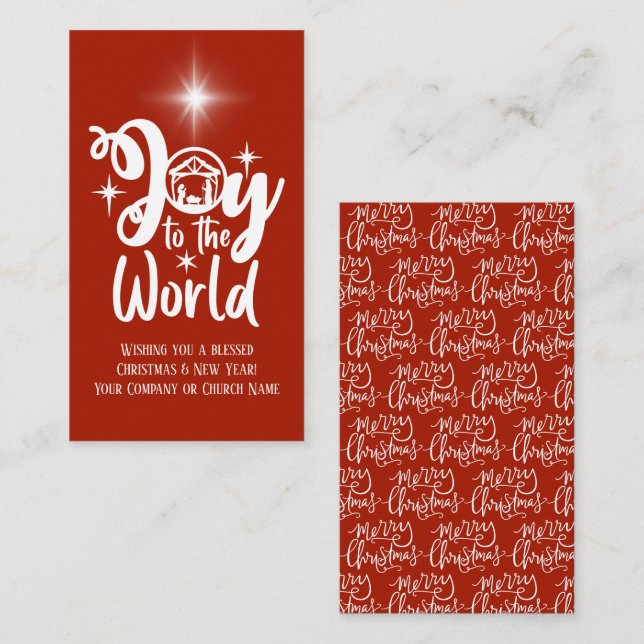 Corporate Christmas Nativity Red & White Greeting Note Card (Front/Back)