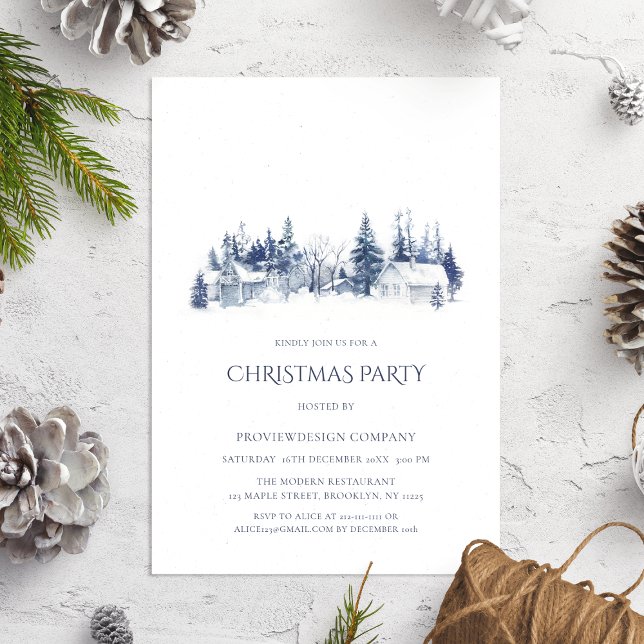 Corporate Christmas Party Blue Village Invitation (Creator Uploaded)
