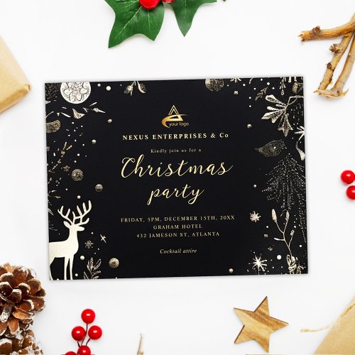 Corporate Christmas Party Elegant Business Holiday Invitation Postcard