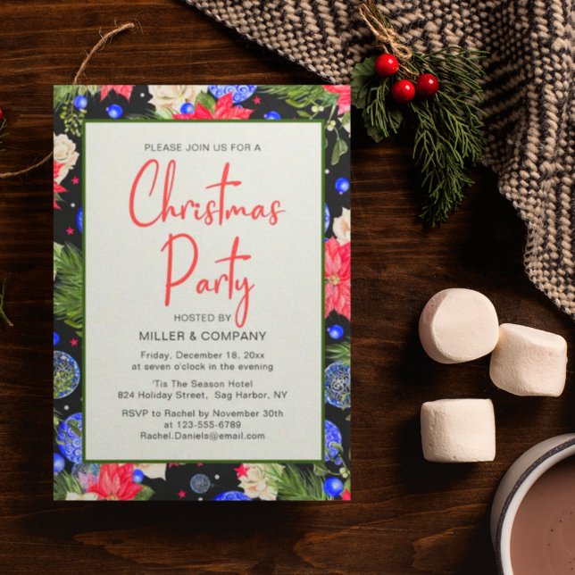 Corporate Christmas Party Festive Floral Invitation (Creator Uploaded)