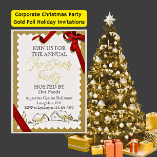 Corporate Christmas Party Gold Foil Invitations