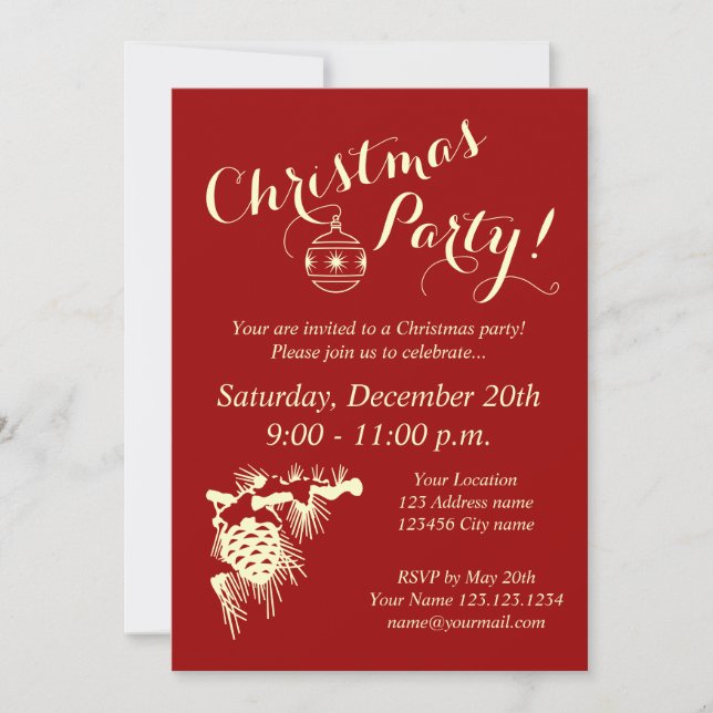 Corporate Christmas party invitations for company (Front)
