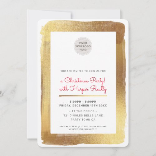 CORPORATE CHRISTMAS PARTY logo glam gold frame Holiday Card