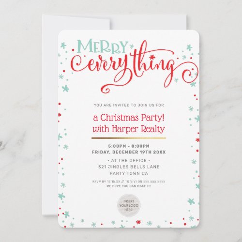CORPORATE CHRISTMAS PARTY logo whimsical snow spot Holiday Card