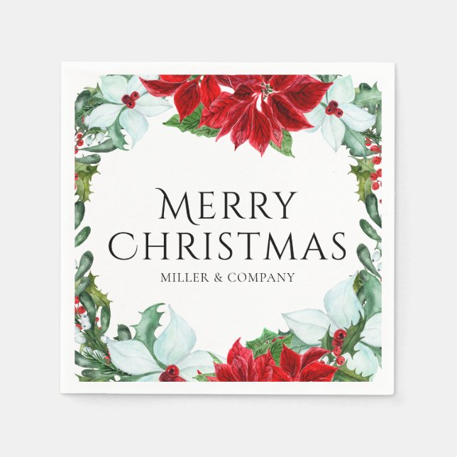 Corporate Christmas Party Modern Holiday Party Napkins (Front)